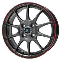 HOT STUFF(ホットスタッフ) G-SPEED ジースピード es-01 eco style(エコスタイル) ハイパーシルバー&レッドライン 14インチ PCD100.0 4穴