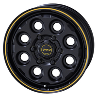 KYOHO(共豊) AME PPX MIL:8(ミルエイト) セミグロスブラック×イエローライン 15インチ PCD139.7 6穴