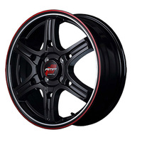 MID(マルカ) MID RACING R60 クリスタルブラックデュアルポリッシュレッド&クリア 16インチ PCD100.0 4穴