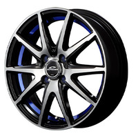 MID(マルカ) MID WHEELS RX-02 ブラックポリッシュ+アンダーカットブルー 14インチ PCD100.0 4穴