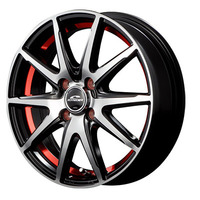 MID(マルカ) MID WHEELS RX-02 ブラックポリッシュ+アンダーカットレッド 14インチ PCD100.0 4穴