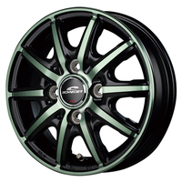 MID(マルカ) MID WHEELS ブラックポリッシュ/ミルキーグリーンクリア 14インチ PCD100.0 4穴