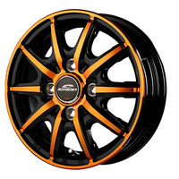 MID(マルカ) MID WHEELS RX10-K ブラックポリッシュ/クリスタルオレンジクリア 14インチ PCD100.0 4穴