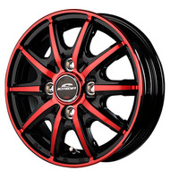 MID(マルカ) MID WHEELS ブラックポリッシュ/クリスタルレッドクリア 12インチ PCD100.0 4穴