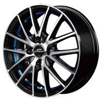 MID(マルカ) MID WHEELS ブラックメタリックポリッシュアンダーカットブルークリア 14インチ PCD100.0 4穴