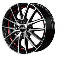 MID(マルカ) MID WHEELS RX27 ブラックメタリックポリッシュアンダーカットレッドクリア 15インチ PCD100.0 4穴