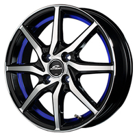 MID(マルカ) MID WHEELS RX810 ブラックポリッシュ/アンダーカットブルー 15インチ PCD100.0 4穴
