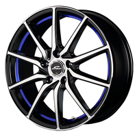 MID(マルカ) MID WHEELS ブラックポリッシュ/アンダーカットブルー 18インチ PCD114.3 5穴