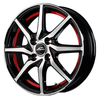 MID(マルカ) MID WHEELS RX810 ブラックポリッシュ/アンダーカットレッド 15インチ PCD100.0 4穴