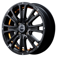 MID(マルカ) MID WHEELS SS REVOLVER KC(リボルバー) セミグロスブラック/アンダーカットオレンジ 14インチ PCD100.0 4穴