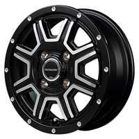 MID(マルカ) MID WHEELS セミグロスブラック+リム&ディスクポリッシュ+フランジピアスドリルド 14インチ PCD100.0 4穴