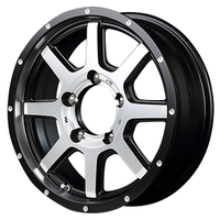 MID(マルカ) MID WHEELS WF-8 セミグロスブラック+リム&ディスクポリッシュ+フランジピアスドリルド 16インチ PCD139.7 5穴